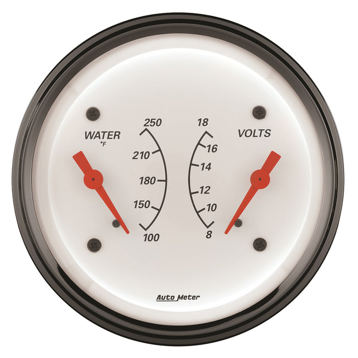 AutoMeter 1330 GAUGE; DUAL; WTMP/VOLT; 3 3/8in.; 250deg.F/18V; ELEC; ARCTIC WHITE - Truck Part Superstore