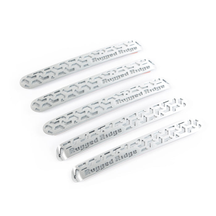 Rugged Ridge 13311.51 Door Handle Insert; Front; 5 pc.; Brushed Tread; - Truck Part Superstore