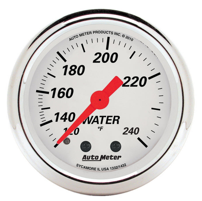 AutoMeter 1332 GAUGE; WATER TEMP; 2 1/16in.; 120-240deg.F; MECH; ARCTIC WHITE - Truck Part Superstore