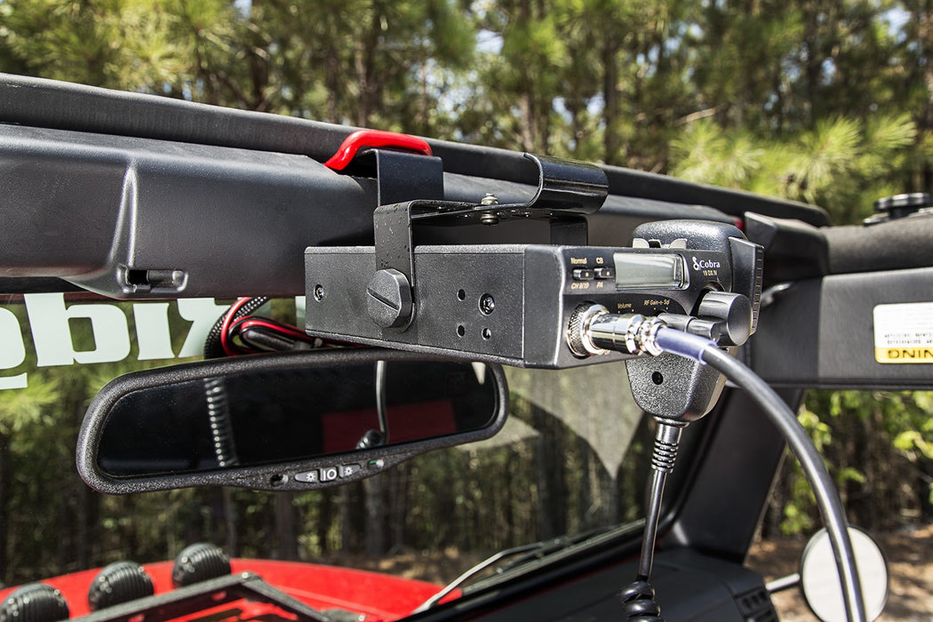 Rugged Ridge 13551.07 CB Radio Mount Bracket; Windshield Above Rearview Mirror; Black; - Truck Part Superstore