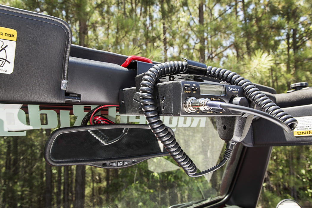 Rugged Ridge 13551.07 CB Radio Mount Bracket; Windshield Above Rearview Mirror; Black; - Truck Part Superstore