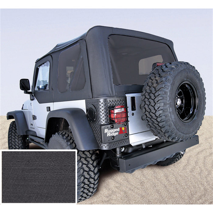Rugged Ridge 13704.15 Fabric Replacement Top; w/Door Skins/Tinted Windows; Black Denim; - Truck Part Superstore