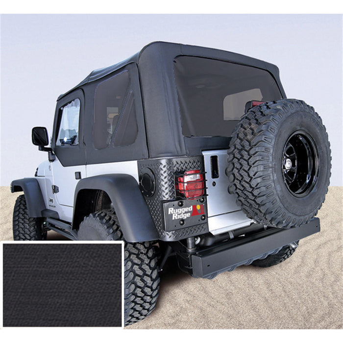 Rugged Ridge 13710.35 Fabric Replacement Top; w/o Door Skins; w/Tinted Windows; Diamond Black; - Truck Part Superstore