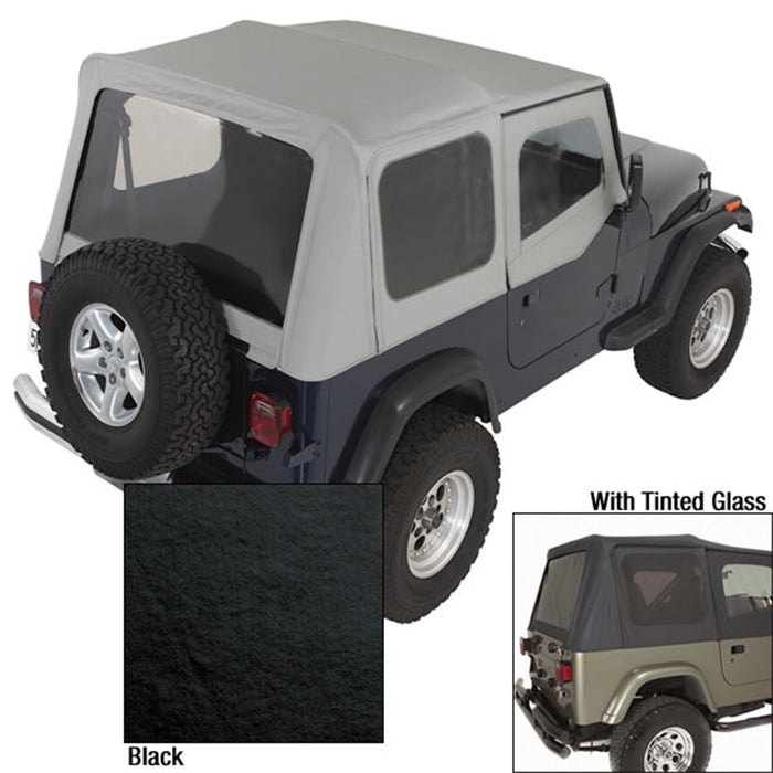 Rugged Ridge 13722.15 Replacement Soft Top; w/Doorskin; Tinted Windows; 30 mil. Glass; Black Denim; - Truck Part Superstore