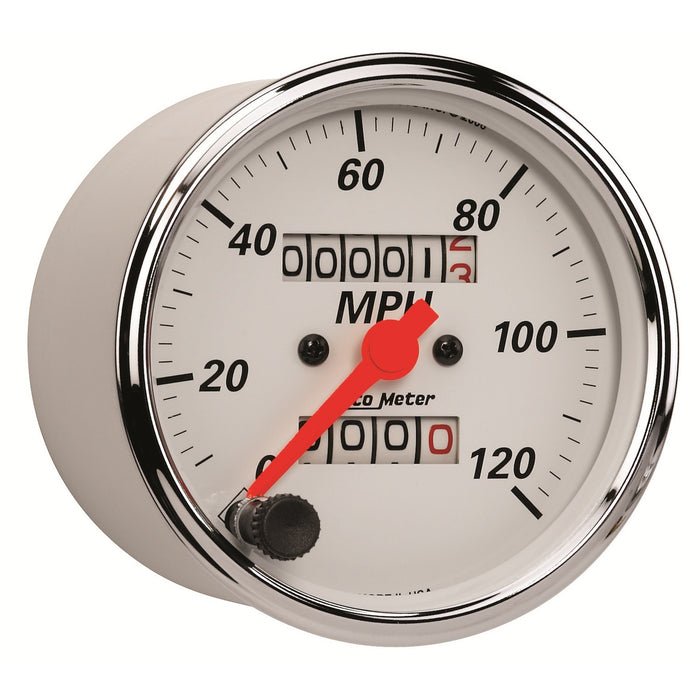 AutoMeter 1396 GAUGE; SPEEDOMETER; 3 1/8in.; 120MPH; MECHANICAL; ARCTIC WHITE - Truck Part Superstore