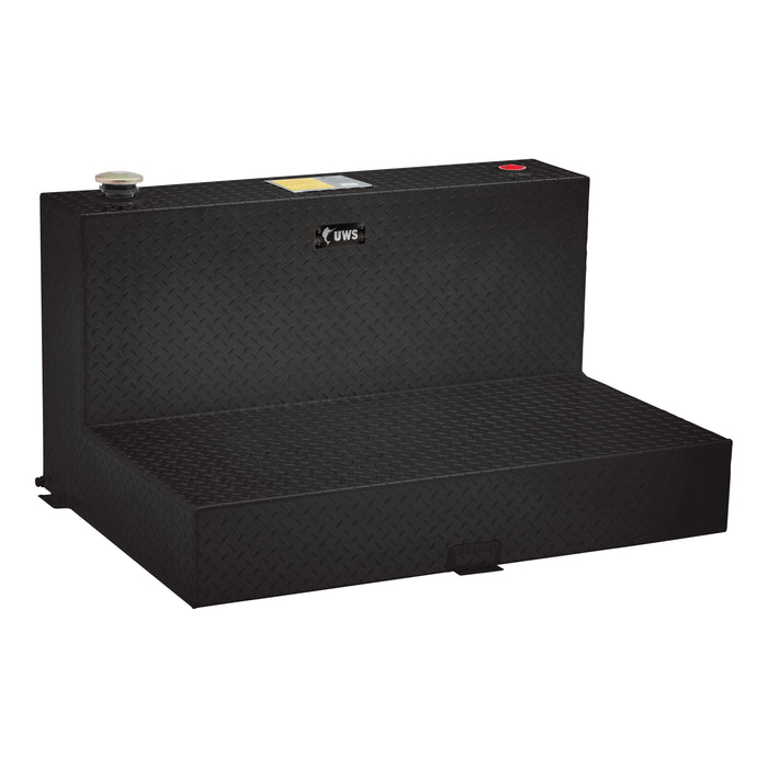 UWS TT-50-L-T-P-BLK Gloss Black 50-Gallon L-Shape Aluminum Transfer Tank - Truck Part Superstore
