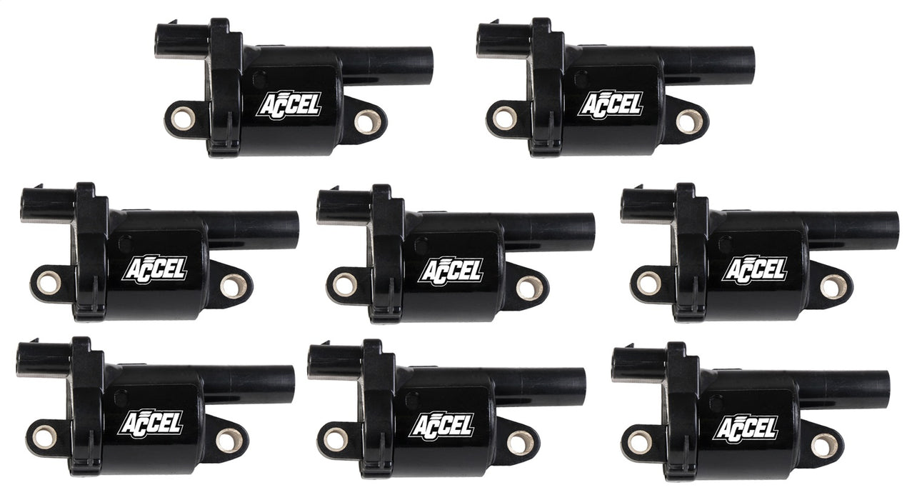 ACCEL 140080-8 Direct Ignition Coil Set; OEM Replacement; Round Coil; Black; Set Of 8; - Truck Part Superstore