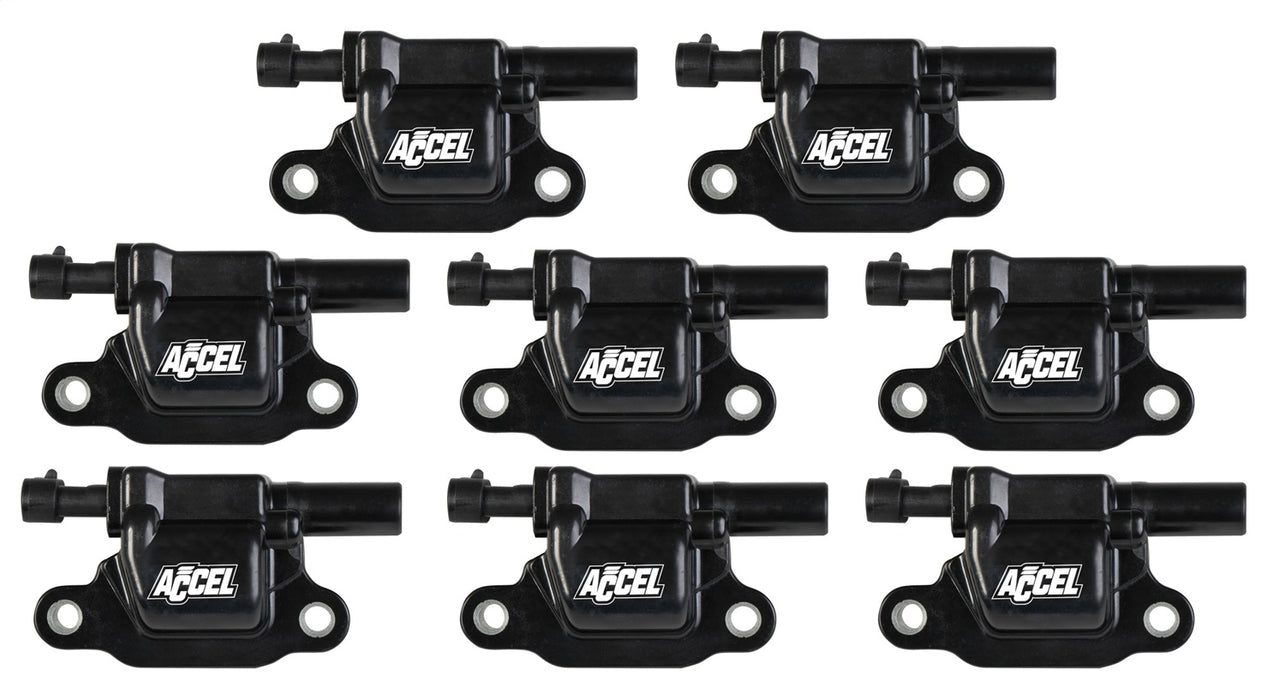 ACCEL 140081-8 Direct Ignition Coil Set; OEM Replacement; Square Coil; Black; Set Of 8; - Truck Part Superstore