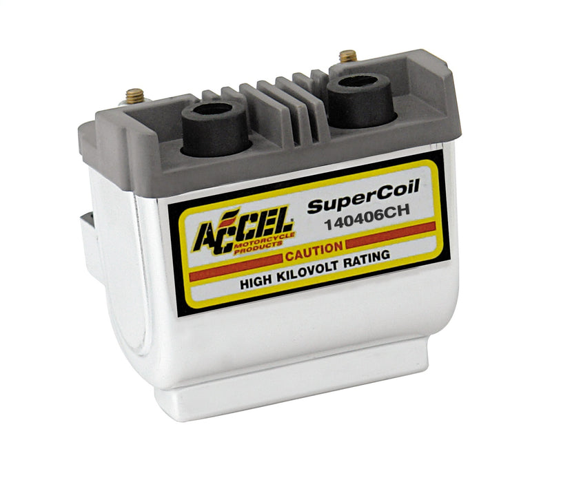 ACCEL 140406CH Motorcycle SuperCoil; Dual Fire; 4.7 Ohms Resistance; Points Ignition; Chrome; - Truck Part Superstore
