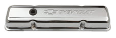 Chevrolet Performance Parts 141-102 Engine Valve Covers Stamped Steel Short Chrome w/ Bowtie Logo Fits SB Chevy Embossed Chevrolet & Bowtie Logos Chevrolet Performance Parts - Truck Part Superstore