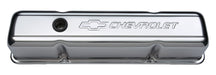 Chevrolet Performance Parts 141-103 Engine Valve Covers Stamped Steel Tall Chrome With Baffle Bowtie Logo Fits SB Chevy Embossed Chevrolet & Bowtie Logos Chevrolet Performance Parts - Truck Part Superstore