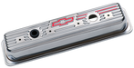 Chevrolet Performance Parts 141-105 Engine Valve Covers Center Bolt Style Steel Chrome Tall w/Bowtie Logo SB Chevy Embossed Red Bowtie Logo Chevrolet Performance Parts - Truck Part Superstore