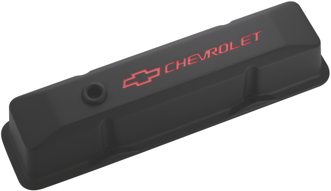 Chevrolet Performance Parts 141-116 Engine Valve Covers Tall Style Die Cast Black with Bowtie Logo Fits SB Chevy Recessed Red Chevrolet & Bowtie Logos Chevrolet Performance Parts - Truck Part Superstore