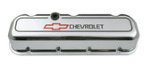 Chevrolet Performance Parts 141-140 Engine Valve Covers Tall Style Die Cast Chrome with Bowtie Logo BB Chevy Recessed Black Chevrolet & Red Bowtie Logos Chevrolet Performance Parts - Truck Part Superstore