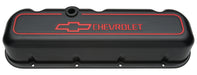 Chevrolet Performance Parts 141-141 Engine Valve Covers Tall Style Die Cast Black with Bowtie Logo BB Chevy Recessed Red Chevrolet & Bowtie Logos Chevrolet Performance Parts - Truck Part Superstore