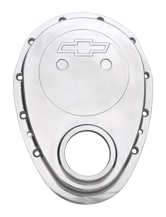 Chevrolet Performance Parts 141-217 Timing Chain Cover Polished Aluminum With Bowtie Logo Fits SB Chevy 69-91 Chevrolet Performance Parts - Truck Part Superstore