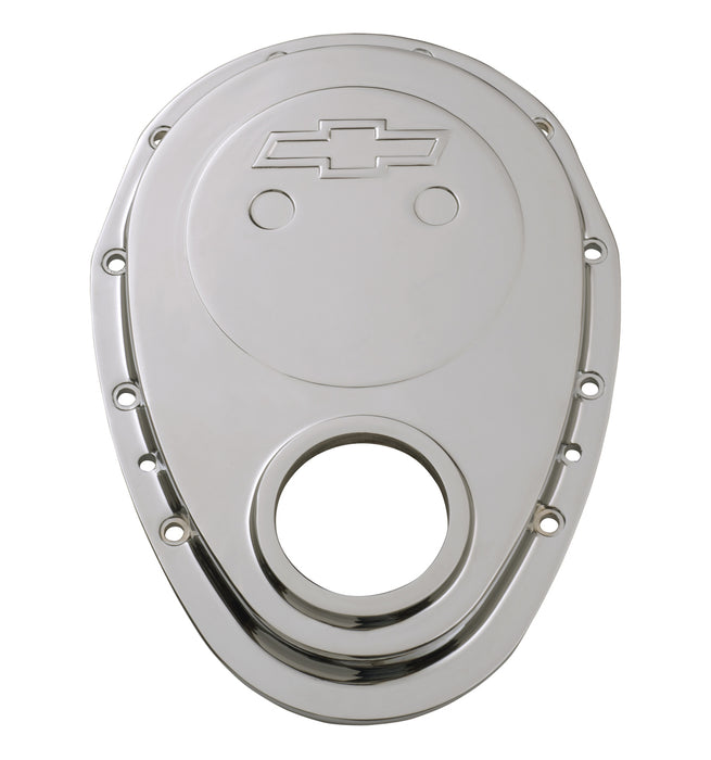 Chevrolet Performance Parts 141-218 Timing Chain Cover Chrome Plate Aluminum With Bowtie Logo Fits SB Chevy 69-91 Chevrolet Performance Parts - Truck Part Superstore