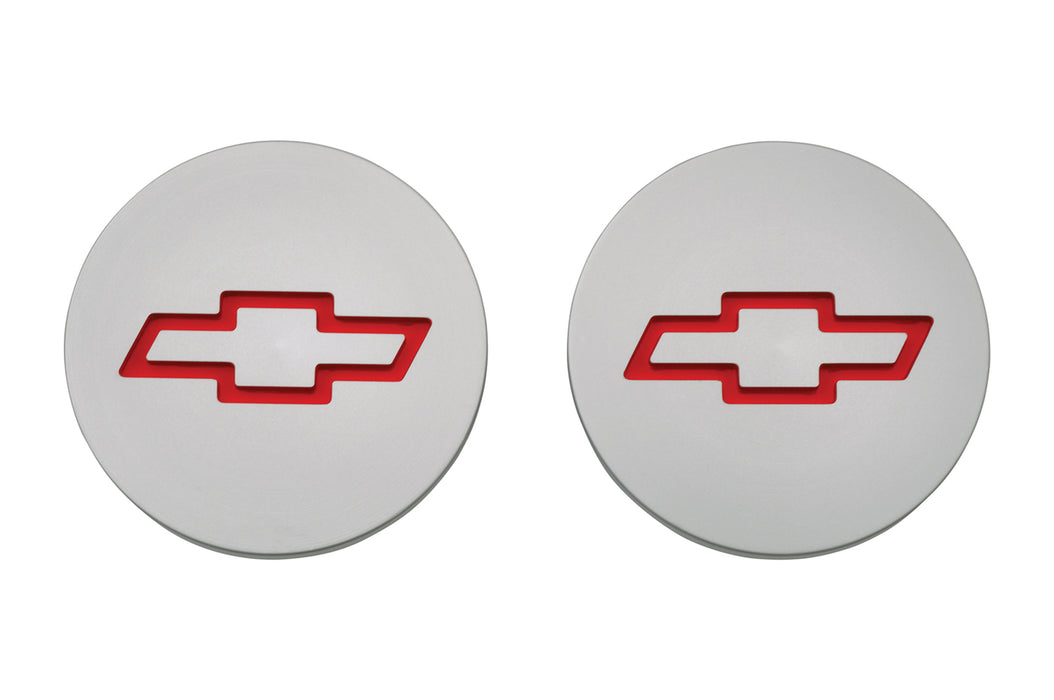 Chevrolet Performance Parts 141-233 Freeze Plug Inserts Silver w/Recessed Bowtie Emblem For SB Chevy Engine Pair Chevrolet Performance Parts - Truck Part Superstore