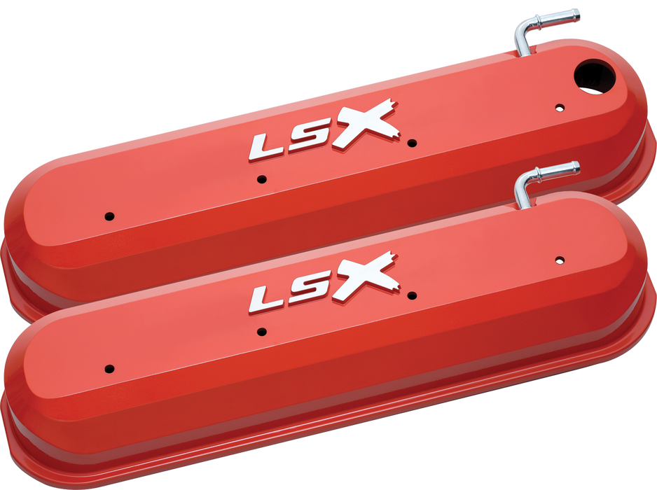Chevrolet Performance Parts 141-257 Raised LSX Emblem Aluminum Valve Covers, Chevy Orange, LS Engines Raised & Milled LSX Logo Chevrolet Performance Parts - Truck Part Superstore
