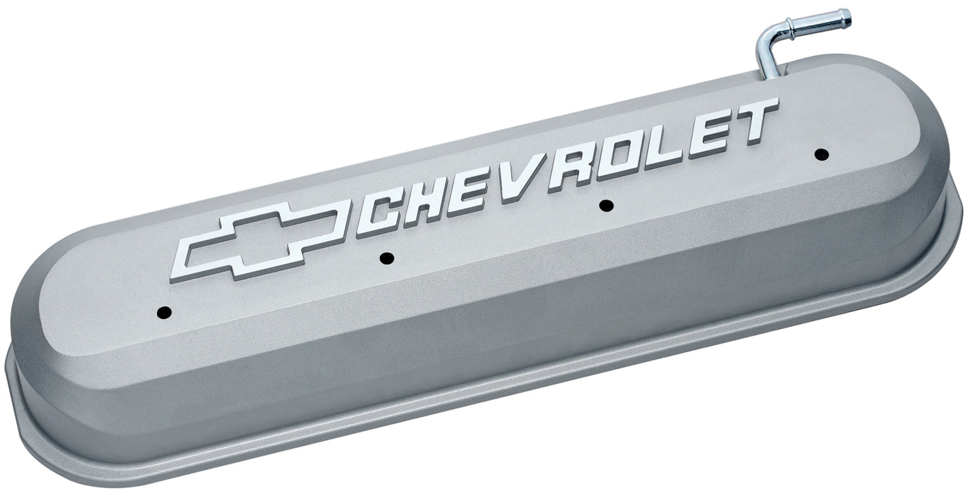 Chevrolet Performance Parts 141-263 Engine Valve Covers Tall Style Die Cast Gray with Bowtie Logo LS Engines Raised & Milled Chevrolet & Bowtie Logos Chevrolet Performance Parts - Truck Part Superstore