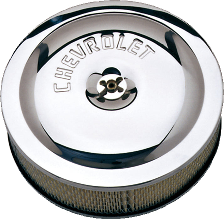 Chevrolet Performance Parts 141-315 Air Cleaner Kit Chrome Embossed Chevy Logo 10 Inch Diameter W/Center Nut Chevrolet Performance Parts - Truck Part Superstore