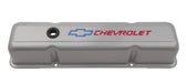 Chevrolet Performance Parts 141-361 Engine Valve Covers Tall Style Die Cast Gray with Bowtie Logo For SB Chevy Red Chevrolet & Blue Bowtie Logos Chevrolet Performance Parts - Truck Part Superstore