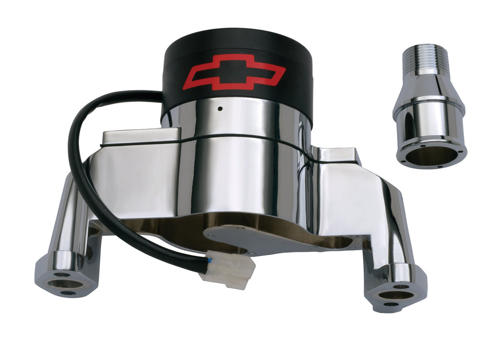 Chevrolet Performance Parts 141-650 Electric Engine Water Pump Aluminum Chrome with Bowtie Logo Fits SB Chevy Chevrolet Performance Parts - Truck Part Superstore