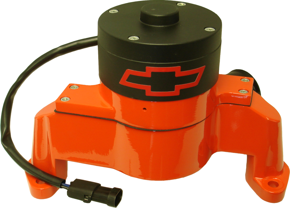 Chevrolet Performance Parts 141-655 Electric Engine Water Pump Aluminum Orange with Bowtie Logo Fits SB Chevy Chevrolet Performance Parts - Truck Part Superstore