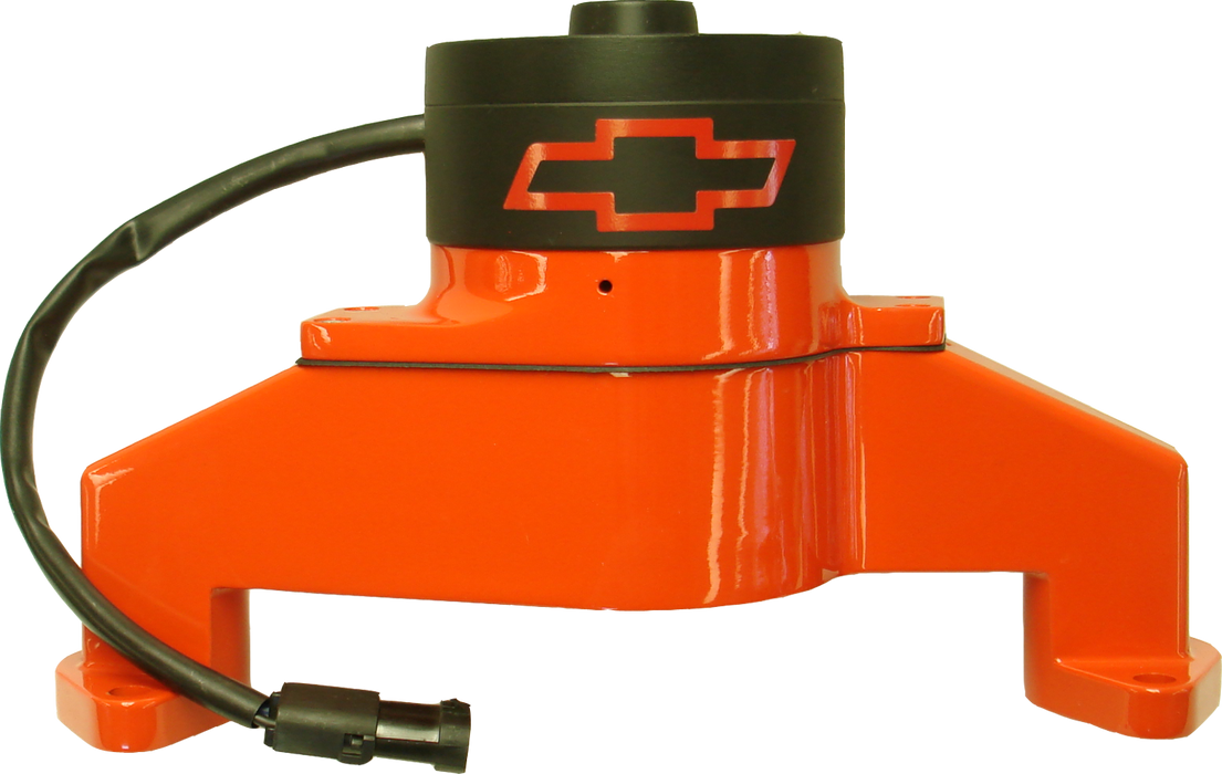 Chevrolet Performance Parts 141-675 Electric Engine Water Pump Aluminum Orange with Bowtie Logo Fits BB Chevy Chevrolet Performance Parts - Truck Part Superstore