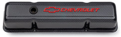 Chevrolet Performance Parts 141-712 Engine Valve Covers Stamped Steel Tall Carbon w/ Bowtie Logo Fits SB Chevy Embossed Red Chevrolet & Bowtie Logos Chevrolet Performance Parts - Truck Part Superstore