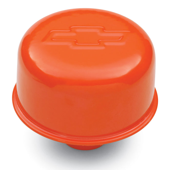 Chevrolet Performance Parts 141-786 Engine Valve Cover Breather 3 Inch Diameter Bowtie Logo Push-In Style Orange Chevrolet Performance Parts - Truck Part Superstore