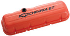 Chevrolet Performance Parts 141-787 Engine Valve Covers Stamped Steel Tall Orange w/ Bowtie Logo Fits BB Chevy Black Chevrolet & Bowtie Logos Chevrolet Performance Parts - Truck Part Superstore