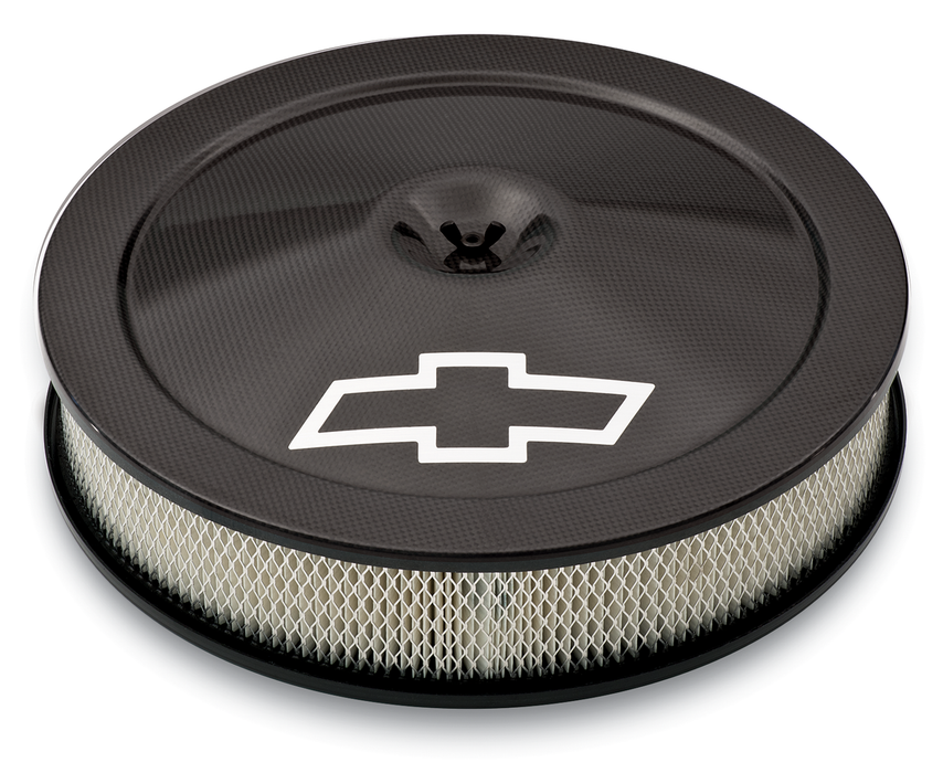 Chevrolet Performance Parts 141-790 Engine Air Cleaner Kit 14 Inch Diameter Carbon Fiber Chevy Lettering W/Bowtie Logo Chevrolet Performance Parts - Truck Part Superstore