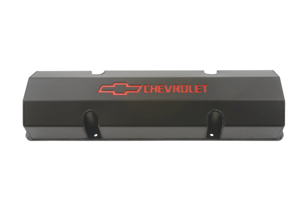 Chevrolet Performance Parts 141-802 Engine Valve Covers Fabricated Aluminum Black with Bowtie Logo Fits SB Chevy Recessed Red Chevrolet & Bowtie Logos Chevrolet Performance Parts - Truck Part Superstore