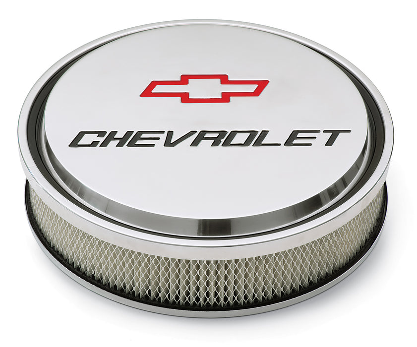 Chevrolet Performance Parts 141-833 14 Inch Air Cleaner Kit Alunimum Polished Recessed Chevy and Bowtie Emblems Chevrolet Performance Parts - Truck Part Superstore
