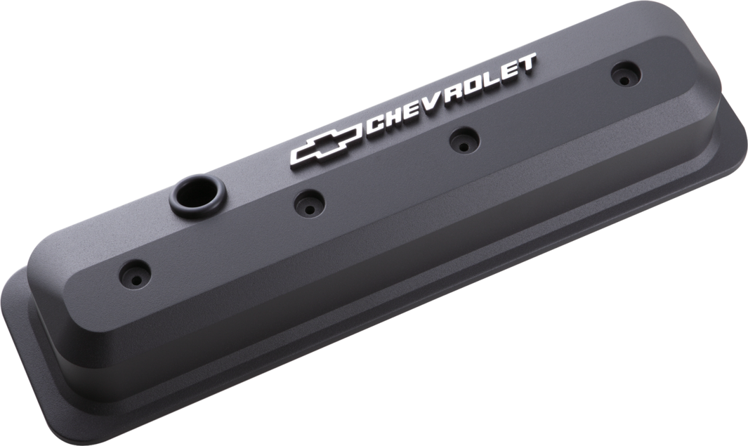 Chevrolet Performance Parts 141-840 Valve Covers SBC 87-Pres LS Ctr Bolt Tall Alum Blk Crinkle Raised Emblems Raised Chevrolet & Bowtie Logos Chevrolet Performance Parts - Truck Part Superstore