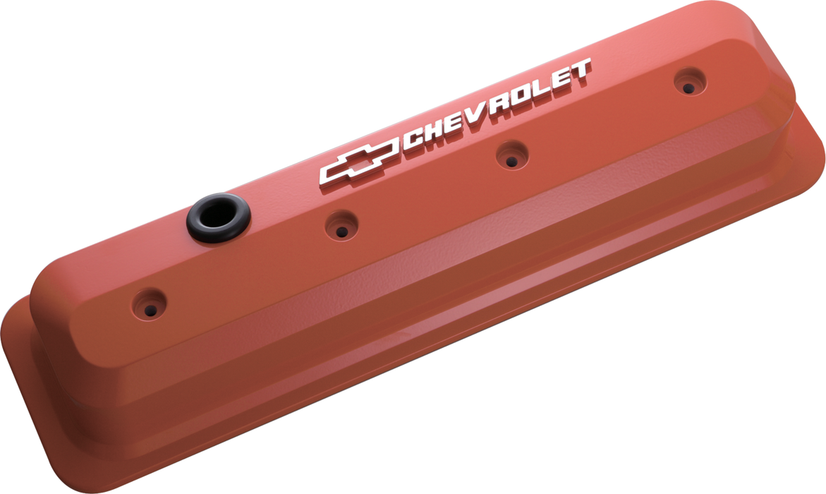 Chevrolet Performance Parts 141-841 Valve Covers SBC 87-Pres LS Ctr Bolt Tall Alum Orange Raised Emblems Raised Chevrolet & Bowtie Logos Chevrolet Performance Parts - Truck Part Superstore