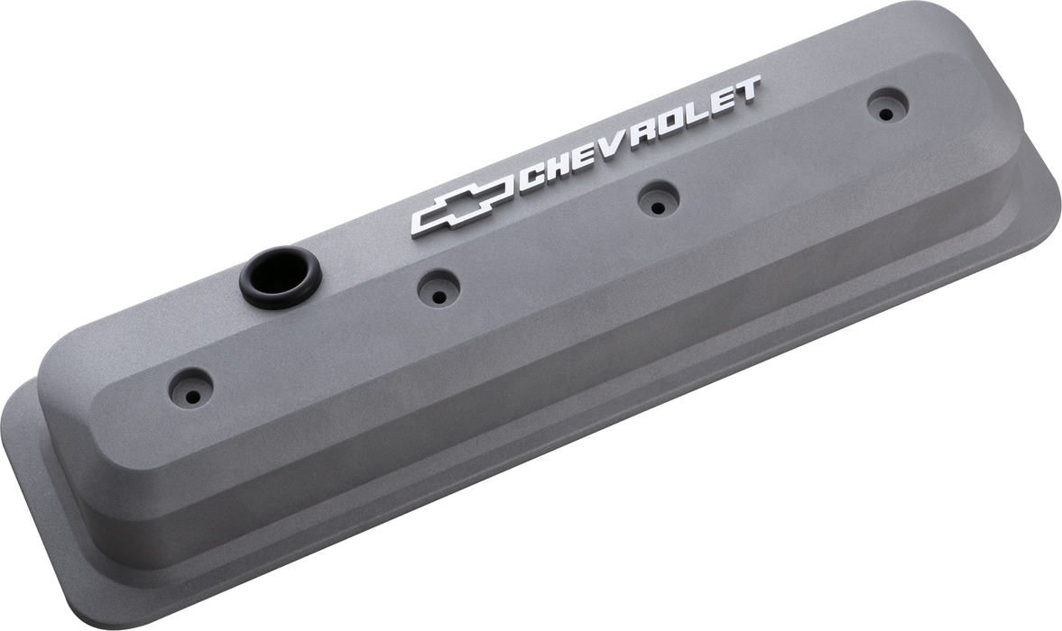 Chevrolet Performance Parts 141-842 Valve Covers SBC 87-Pres LS Ctr Bolt Tall Alum Cast Gray Raised Emblems Raised Chevrolet & Bowtie Logos Chevrolet Performance Parts - Truck Part Superstore