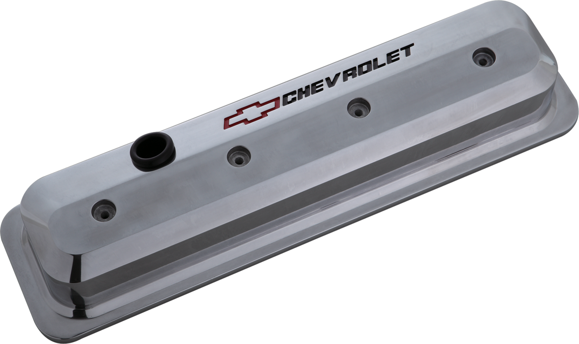 Chevrolet Performance Parts 141-843 Valve Covers SBC 87-Pres LS Ctr Bolt Tall Alum Polished Recessed Emblems Recessed Black Chevrolet & Red Bowtie Logos Chevrolet Performance Parts - Truck Part Superstore