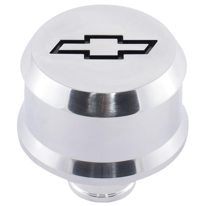 ProForm 141-854 Slant-Edge Aluminum Push-In Air Breather Cap Polished Finish Recessed Black Bowtie Emblem Proform - Truck Part Superstore