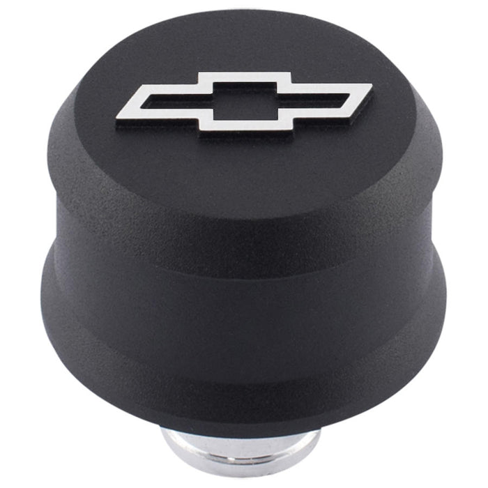 ProForm 141-858 Slant-Edge Aluminum Push-In Air Breather Cap Black Crinkle Finish Raised Machined Bowtie Emblem Proform - Truck Part Superstore