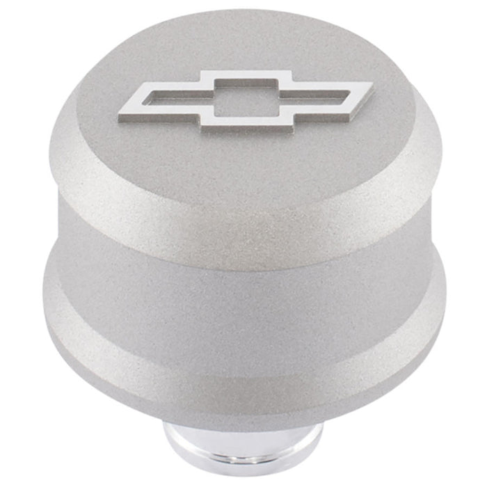 ProForm 141-860 Slant-Edge Aluminum Push-In Air Breather Cap Cast Gray Crinkle Finish Raised Machined Bowtie Emblem Proform - Truck Part Superstore
