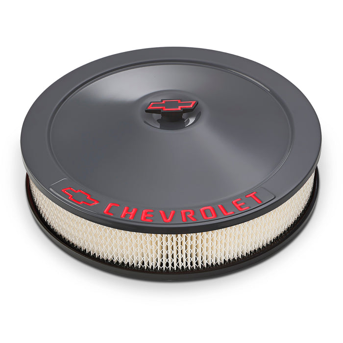 Chevrolet Performance Parts 141-882 Air Cleaner Kit 14 Inch Diameter Shark Gray Chevrolet Red Emblems Proform - Truck Part Superstore
