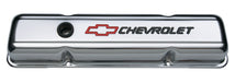 Chevrolet Performance Parts 141-899 Engine Valve Covers Stamped Steel Short Chrome w/ Bowtie Logo Fits SB Chevy Embossed Black Chevrolet & Red Bowtie Logos Chevrolet Performance Parts - Truck Part Superstore