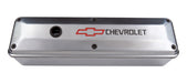 Chevrolet Performance Parts 141-910 Engine Valve Cover 2 Piece Tall Style Die Cast Polish w/Bowtie Logo SB Chevy Recessed Black Chevrolet & Red Bowtie Logos Chevrolet Performance Parts - Truck Part Superstore