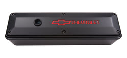 Chevrolet Performance Parts 141-911 Engine Valve Cover 2 Piece Tall Style Die Cast Black w/Bowtie Logo SB Chevy Recessed Red Chevrolet & Bowtie Logos Chevrolet Performance Parts - Truck Part Superstore