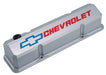 Chevrolet Performance Parts 141-923 Valve Covers Slant Edge Tall Die Cast Gray w/Recessed Bowtie Logo SB Chevy Recessed Red Chevrolet & Blue Bowtie Logos Chevrolet Performance Parts - Truck Part Superstore