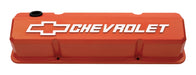 Chevrolet Performance Parts 141-924 Valve Covers Slant Edge Tall Die Cast Orange W/Raised Bowtie Logo SB Chevy Raised Chevrolet & Bowtie Logos Chevrolet Performance Parts - Truck Part Superstore