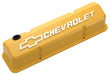 Chevrolet Performance Parts 141-934 Valve Covers Slant Edge Tall Die Cast Yellow W/Raised Bowtie Logo SB Chevy Raised Chevrolet & Bowtie Logos Chevrolet Performance Parts - Truck Part Superstore