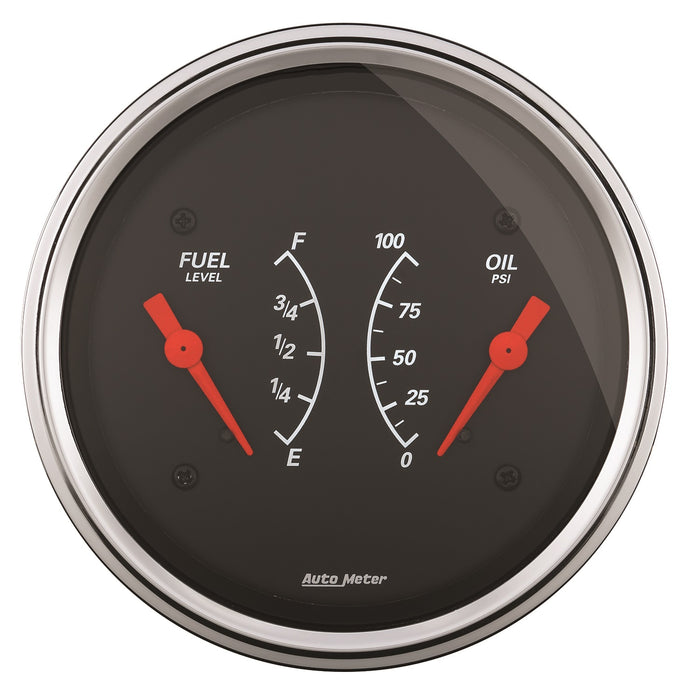 AutoMeter 1413 GAUGE; DUAL; FUEL/OILP; 3 3/8in.; 240OE-33OF/100PSI; ELEC; DESIGNER BLACK - Truck Part Superstore